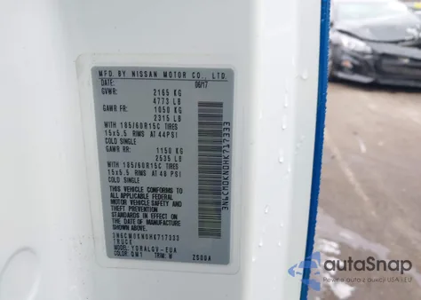 2017 Nissan Nv200 Sv z USA, uszkodzony, nr VIN 3N6CM0KN0HK717333